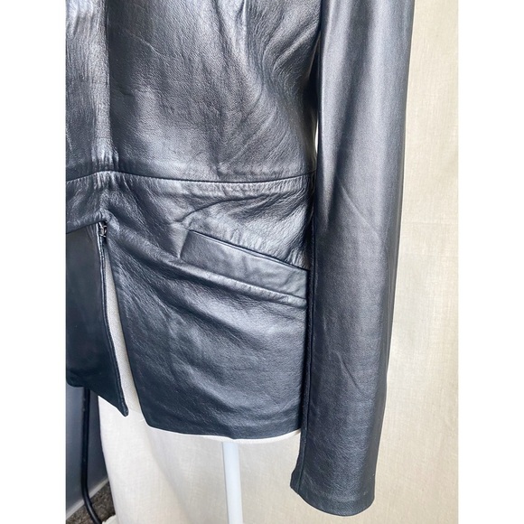 Central Park West Revolve Genuine Leather Black Blazer Jacket Size Small - Picture 5 of 9